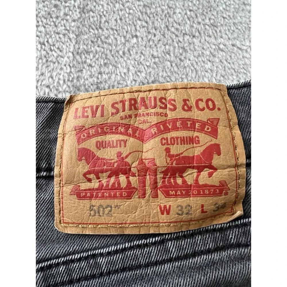 Levis 502 Mens Jeans 32x34 Gray Regular Taper Cotton Denim